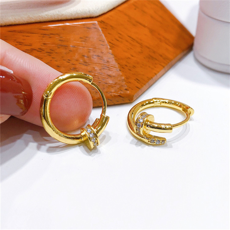 Designer Earring 18K Gold Plated Nail Stud Earring Paved AAA Cubic Zirconia Diamond Fashion High-end Jewelry wholesales drop shipping