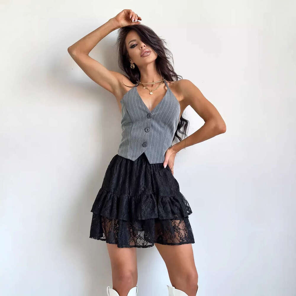 Summer New Short Cake Elegant High Waist Double Layer Lace Shorts Half Skirt B5