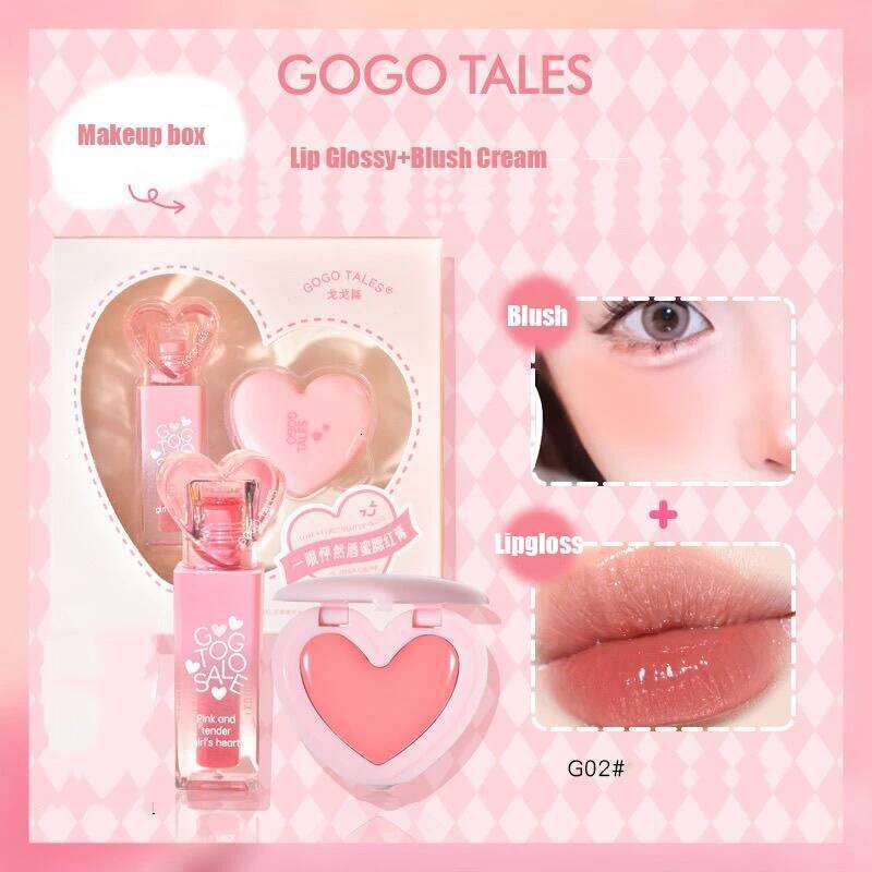 GOGO TALES Matte Blusher Mirror Hydration Lip Gloss Kit Beauty Gift Set Cosmetic Makeup X250716