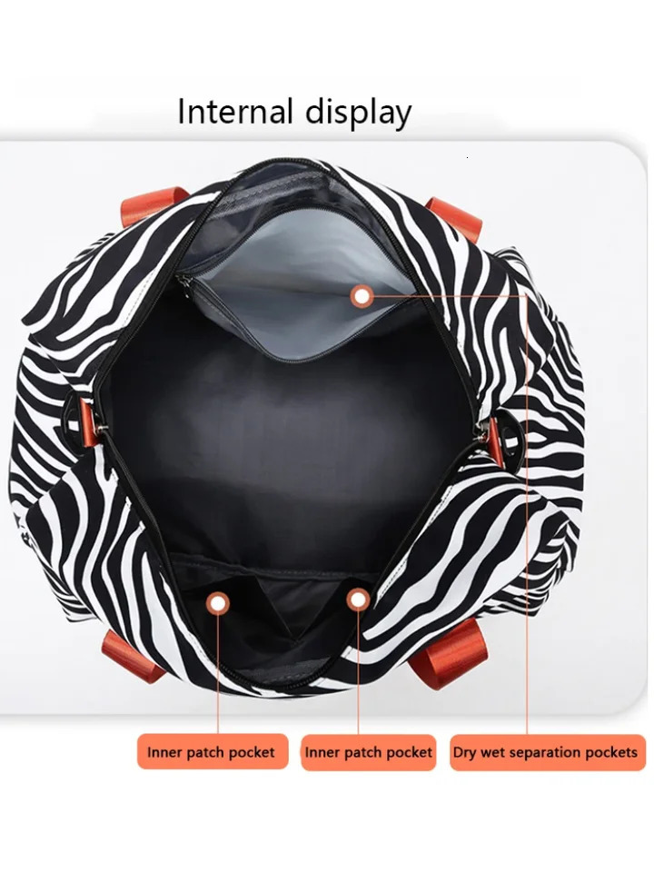 Spacious Durable Womens Carry-On Travel Bag with Animal Print Nylon Large Capacity Sports Gym Bag Weekend Overnight Bag 250714