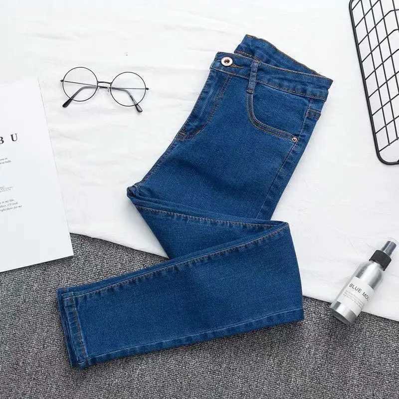 Womens Casual Simplicity Solid Color High Waist Ninth Pants Womens Clothing Office Lady All-match Fashionable Jeans Trouser R250716