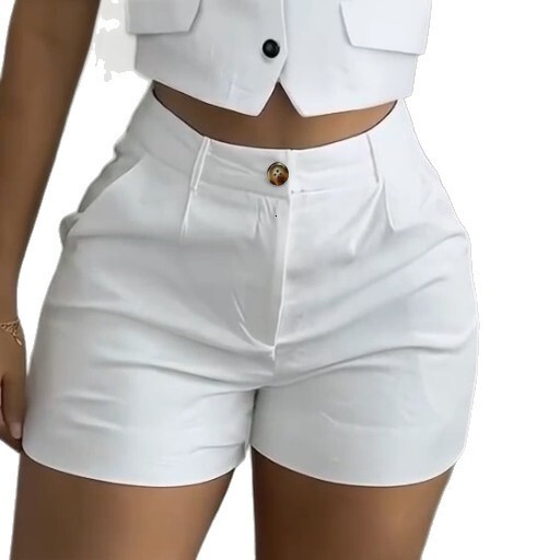 Women's Sexy Sleeveless Halter Neck Casual Top and Fashionable Shorts Set