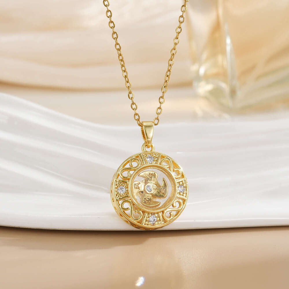 Trendy Rotating Titanium Steel Jewelry Fashion Versatile Niche Necklace Accessories For Women 50B