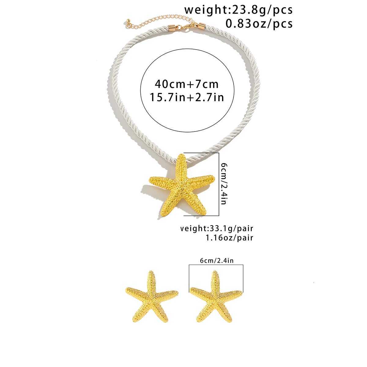 Exaggerated Boho Metal Big Starfish Star Pendant Choker Necklace Women Summer Punk White Chunky Chain Y2K Jewelry Accessories XJ250717