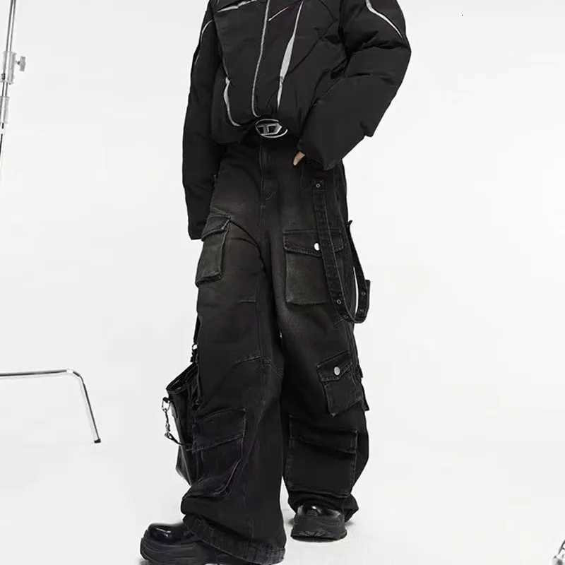 2024 Y2K Streetwear Multiple Pockets Baggy Cargo Jeans Pants For Men Clothing Vintage Loose Women Denim Trousers Mens Pants R250716