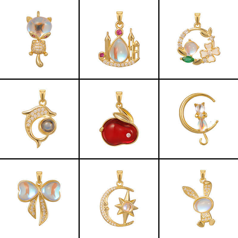 2023 New Tiktok Trending Pendant Aurora Stone Rabbit Cat Star Universe Necklace For Women 823