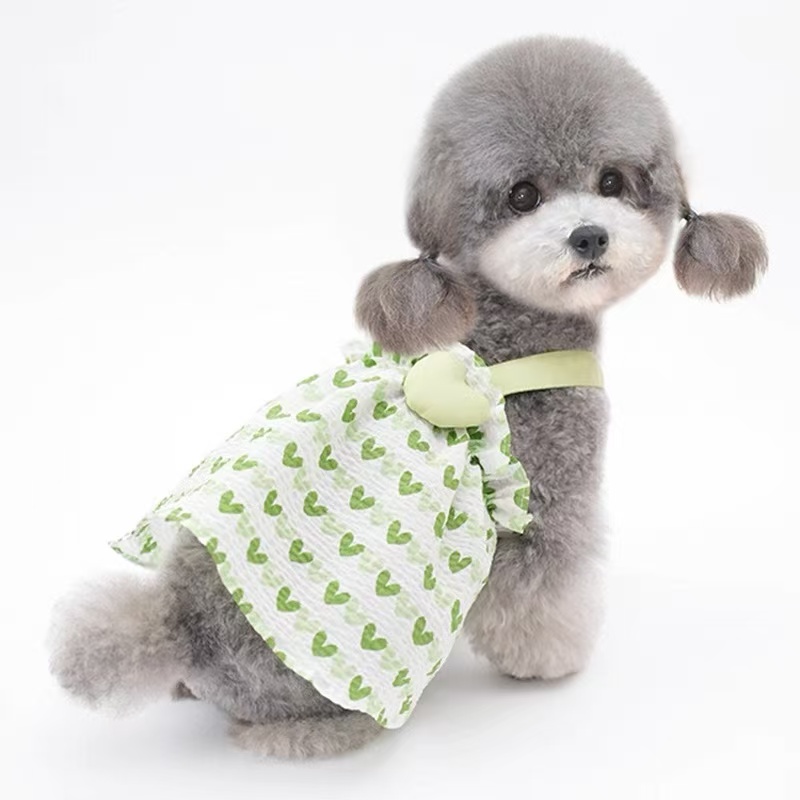 T739 Spring and summer cotton puppy dog suspender skirt Teddy Bichon Maltese skirt love print Yorkshire clothes