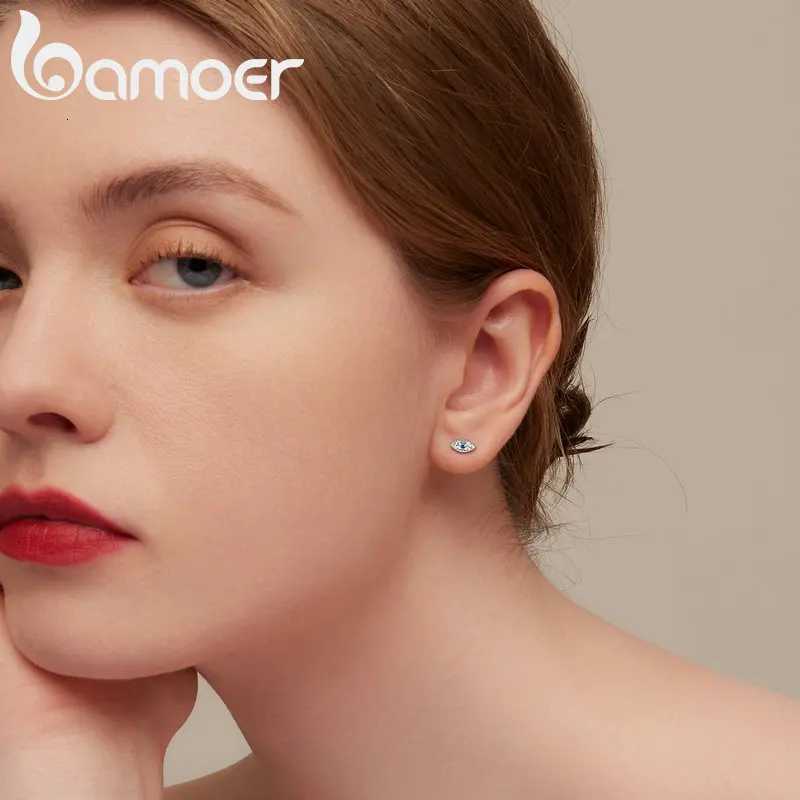 Bamoer Authentic 925 Sterling Silver Devil Eye Stud Earrings for Women Shiny Blue Gem Ear Studs Fine Jewelry Wedding Gift VSE165 y250715