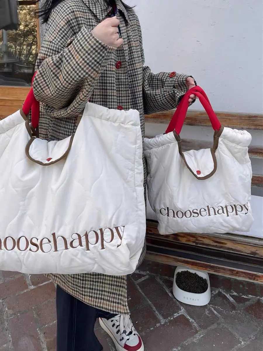 High-Capacity Tote Bag Women New Embroidery Letter Shoulder Bag Handbag Travel Bags Shoppingbag Luxury