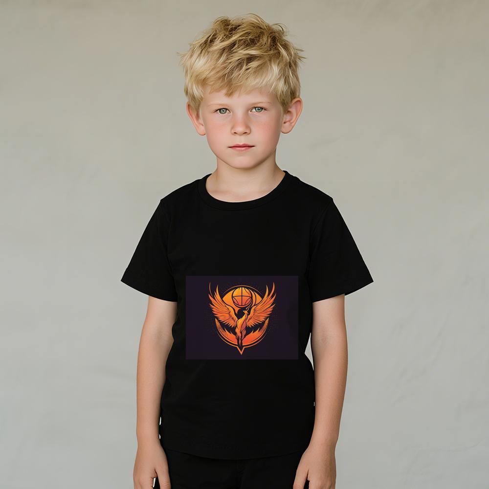 ddmywed Boy and girl Children's T-shirt T-shirt with an image of a bird on it ' s chest