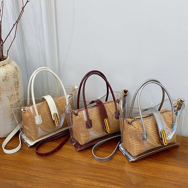 Korean Style Handheld Bucket for Women 2025 Summer New Simple Personality Transparent Single Shoulder Crossbody Bag