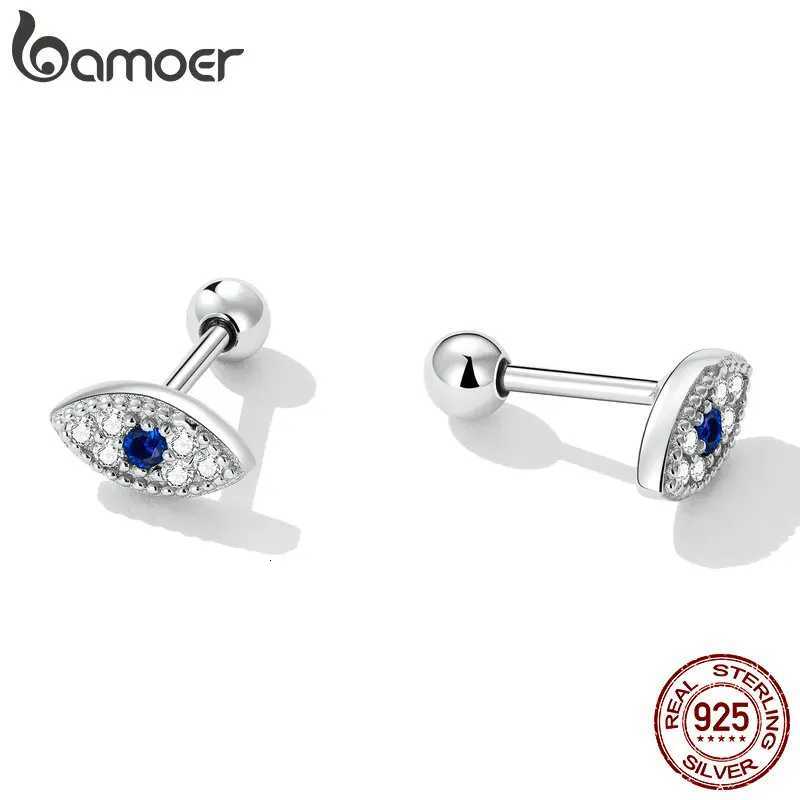 Bamoer Authentic 925 Sterling Silver Devil Eye Stud Earrings for Women Shiny Blue Gem Ear Studs Fine Jewelry Wedding Gift VSE165 y250715