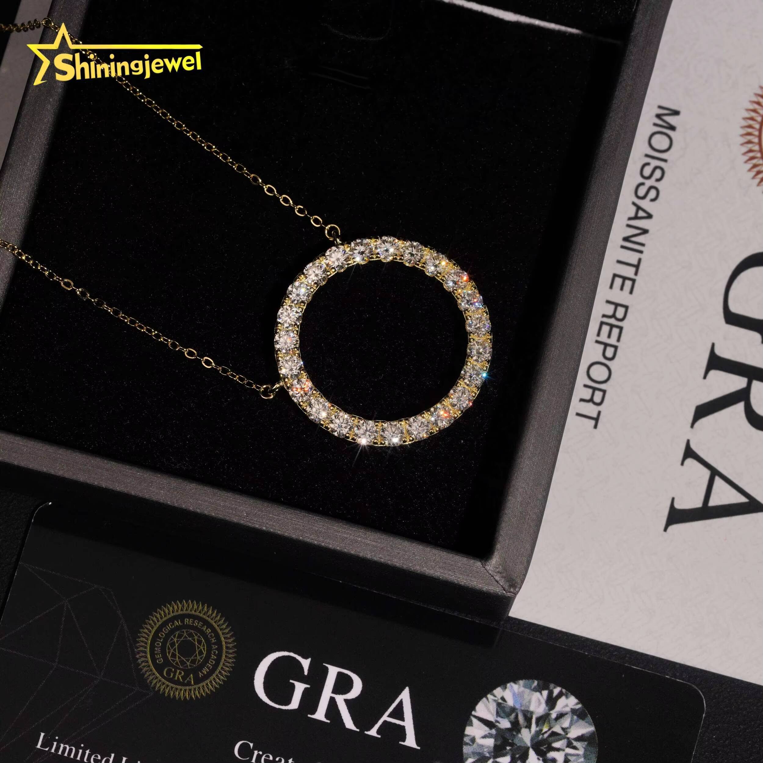 26mm Big Circle Women 925 Silver Jewelry Iced Out VVS D Moissanite Diamond Necklace Hip Hop Chain Anniversary Gift Daily Wear