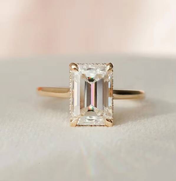 Custom Design 3 Ct Emerald Cut Moissanite Engagement Ring