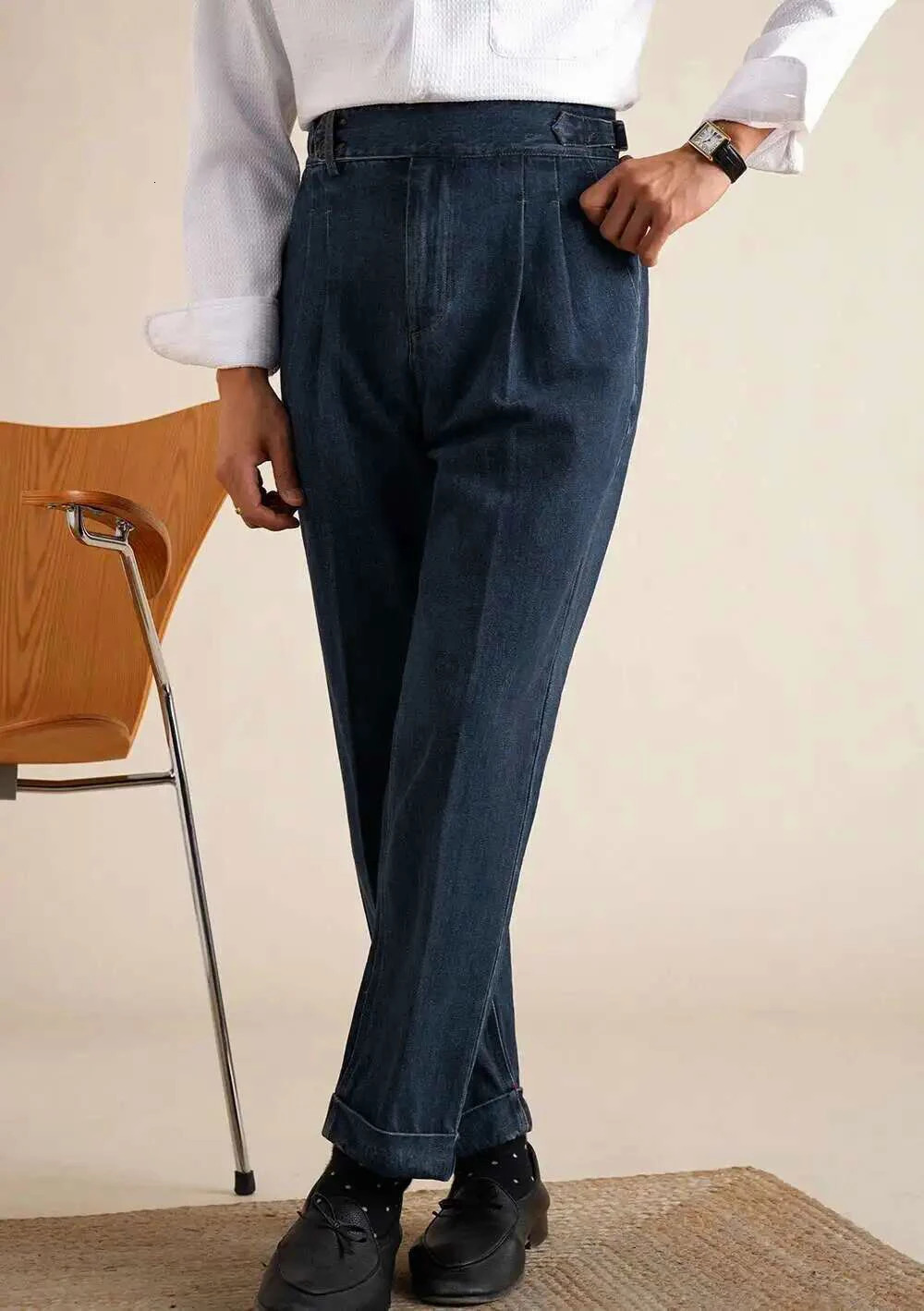 Naples Loose Washed High Grade Business Pant Men Dress Trouser High Quality Cotton Blend Double Pleated Jeans Straight Leg Pant 250707