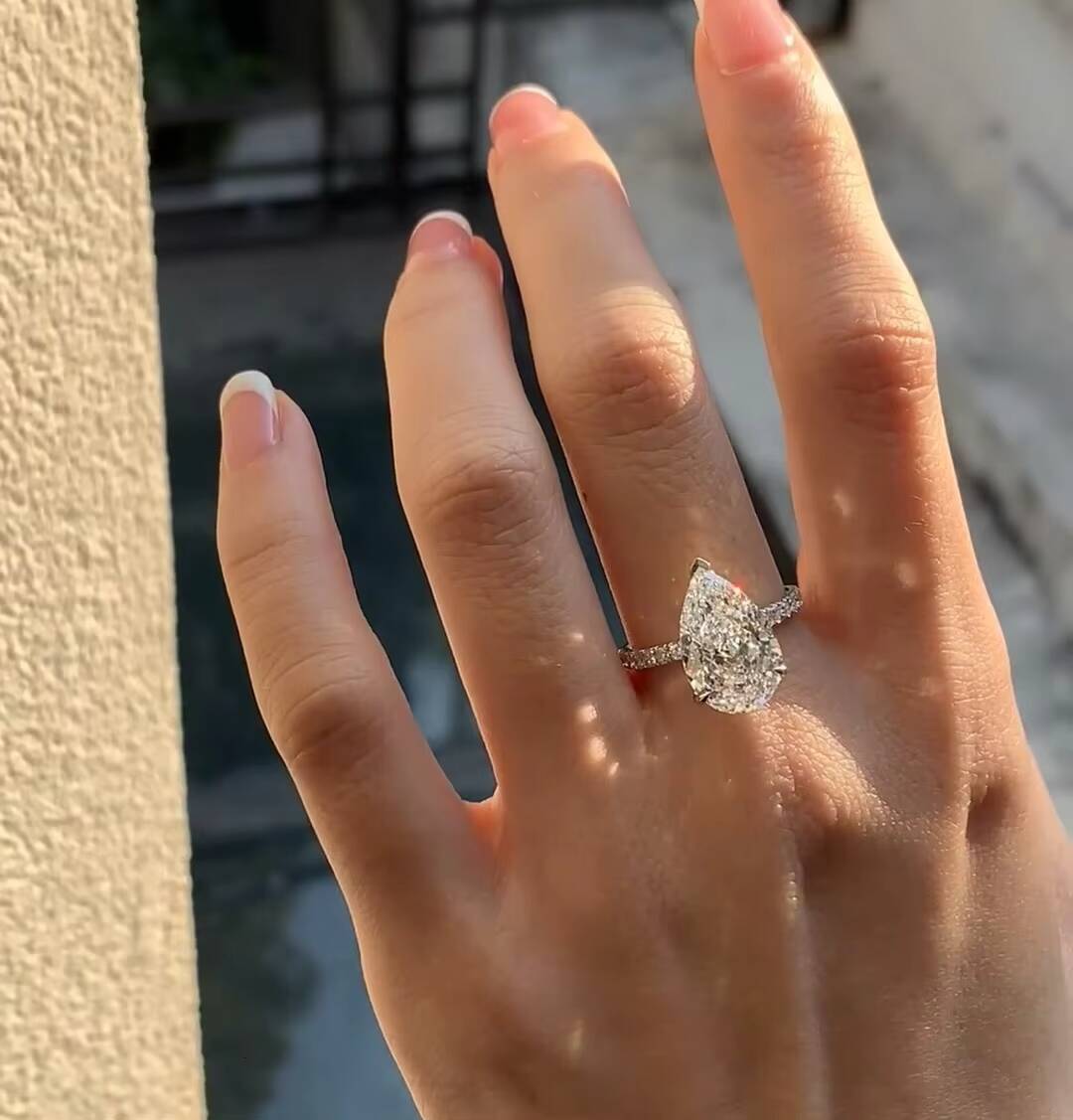 IGI Certified Cvd HPHT 3ct Lab Grown Created Diamond D VS1 VS2 Platinum Gold Rings Engagement Ring Jewelry for Women Pear Halo