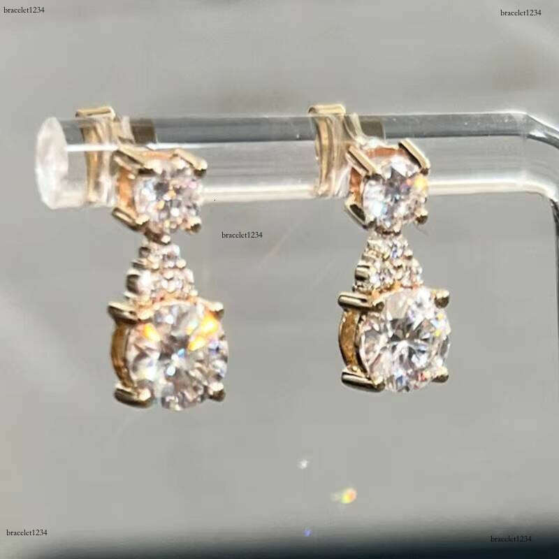 Vvs Drop 14k Gold/White Gold 2ct Round Fine Jewelry Moissanite Earrings