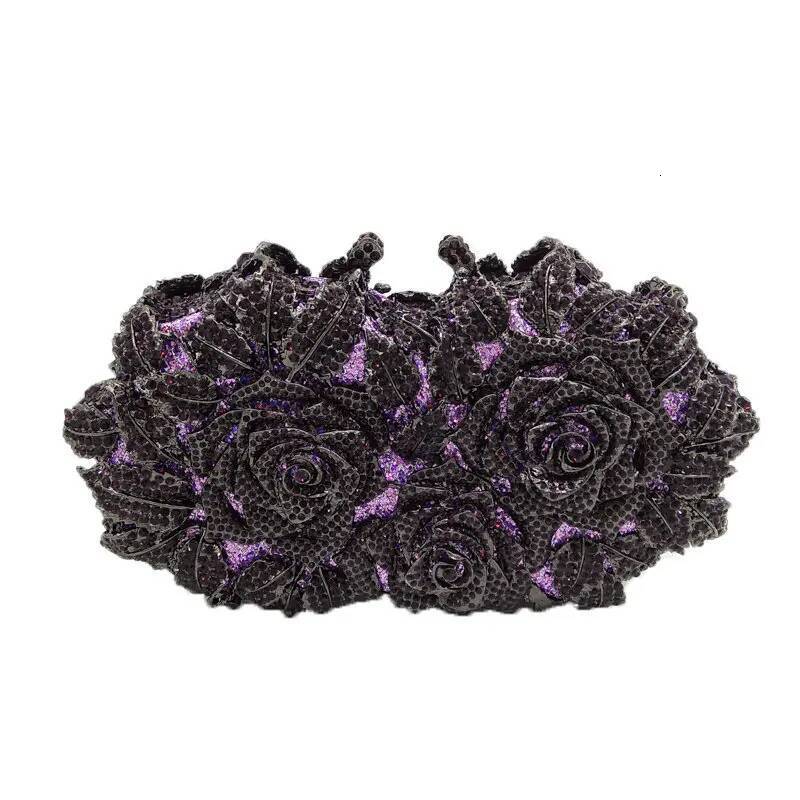 XIYUAN Woman Colorful Flower Crystal Evening Bag Banquet tail Party Handbag Wedding Bridal Dia Gala Floral Clutch Purse high-quality