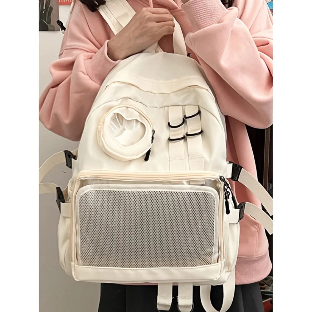 Collage Style School Bag For Teenage Girl Itabag Kawaii Backpack Transparent Love Heart JK Backpack Women 2024 Laptop Bag 250714