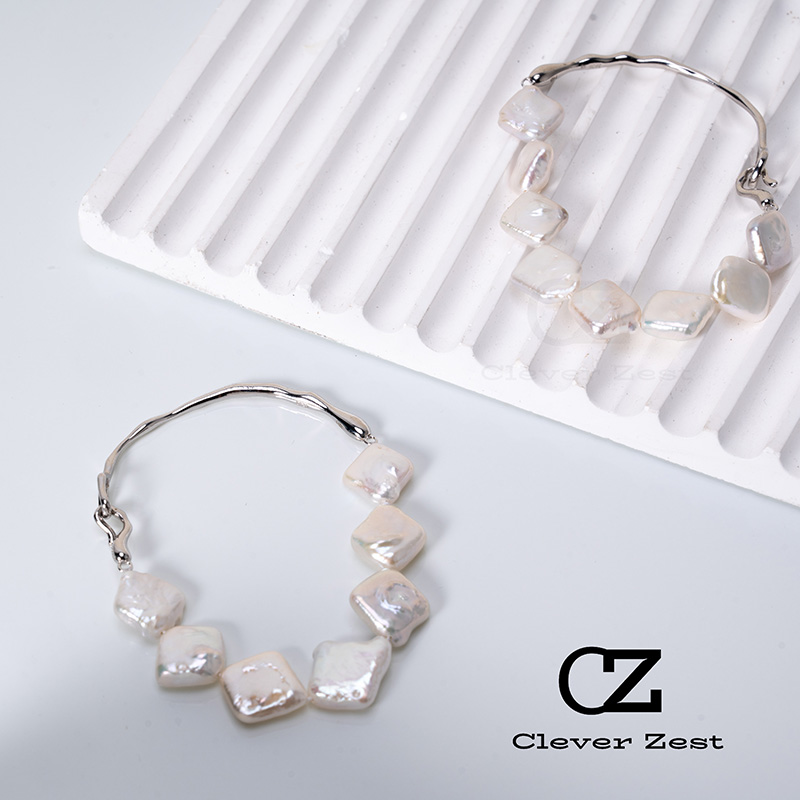 Faux pearl bracelet irregular pearl baroque shaped natural pearl S925 silver bracelet with unique design