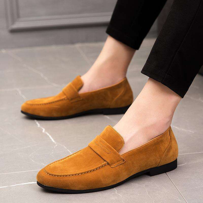Large Size 46 Men's Lazy British Style Casual Daily Loafers Suede Slip-On Fashion Trend Shoes