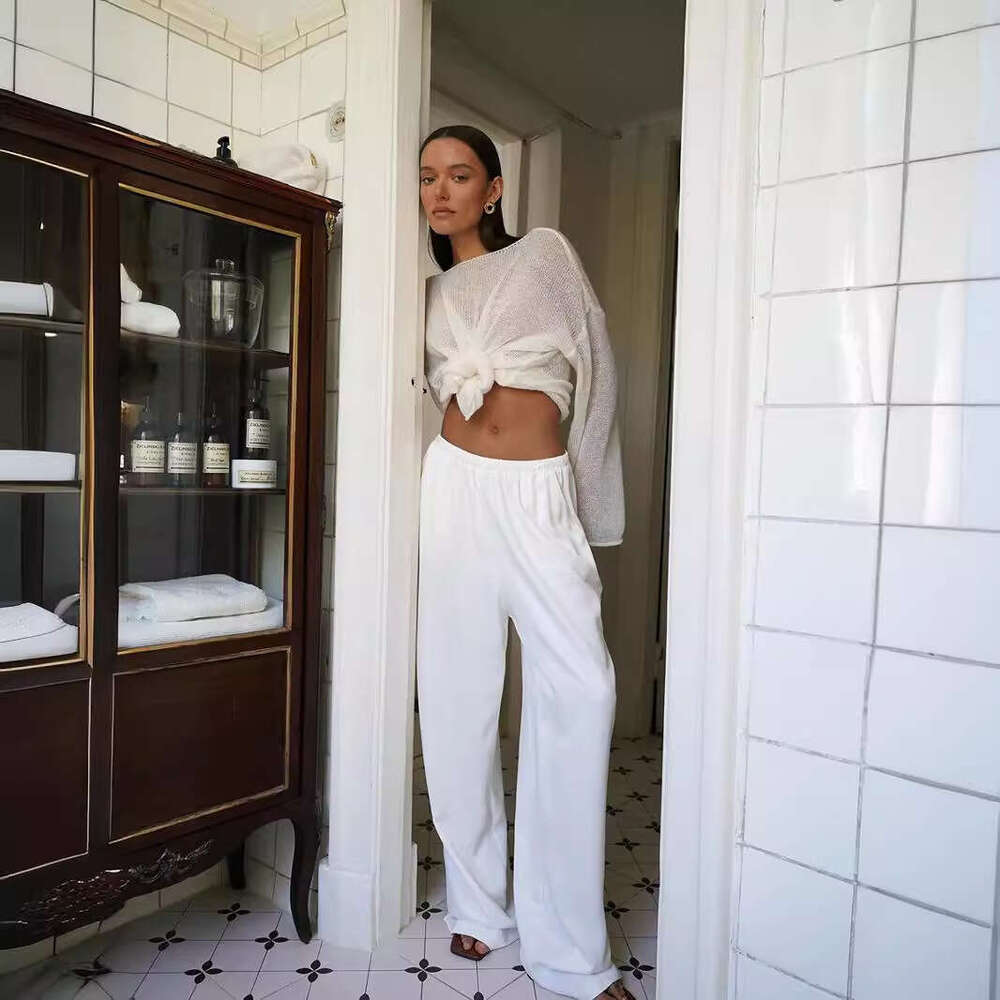 New Autumn Style Hollow Knitted Top Round Neck Sheer Thin Sweater For Women B5