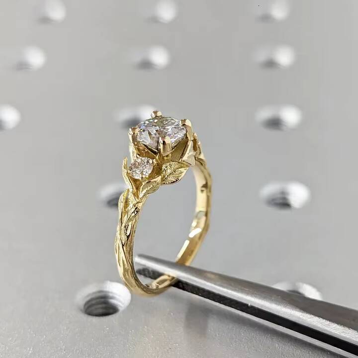 Enchanting Elegance Elisa Wholesale VVS Moissanite Diamond Rings 10K 14K 18K Solid Yellow Gold Engagement Wedding Jewelry