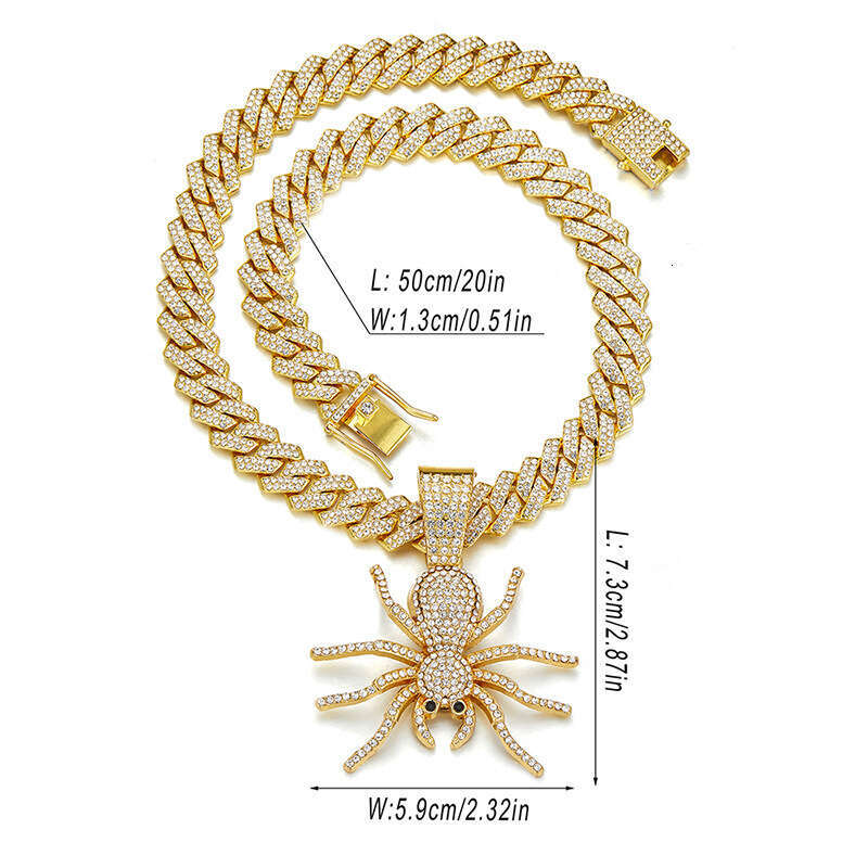 Full Dia Spider Pendant Hip-Hop Style Creative Versatile Unisex Alloy Necklace