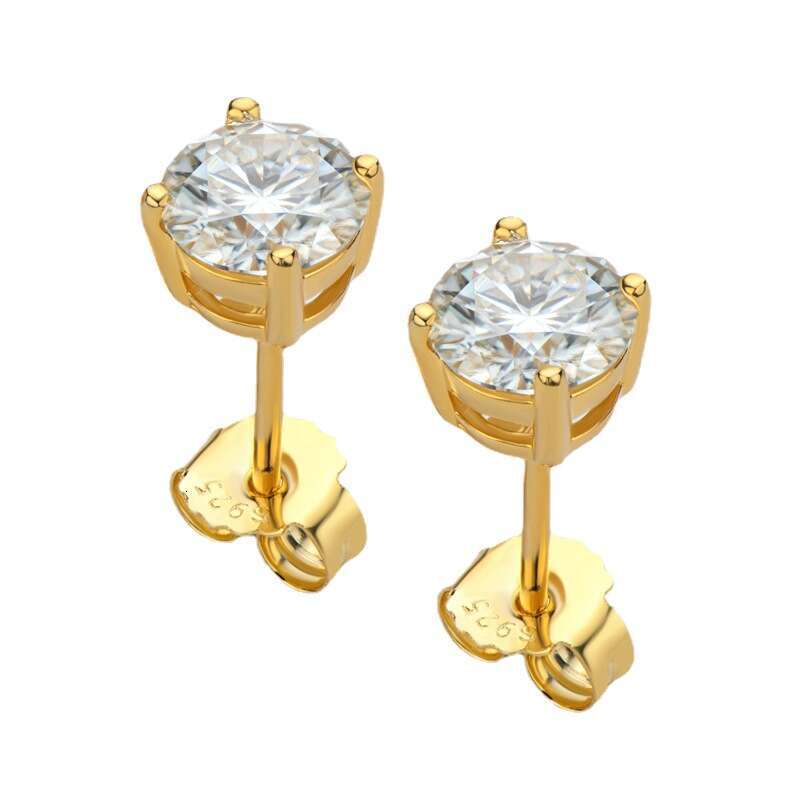 Tiktok Live For Women D Color Moissanite Sterling Sier Non-Fading Classic Four-Prong Earrings OEM 2E4