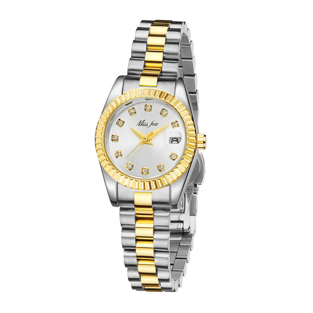 DHwatches MISSFOX Women's Brand Fashionable Exquisite Compact Designer Stainless Steel Quartz Gold Ladies Watch