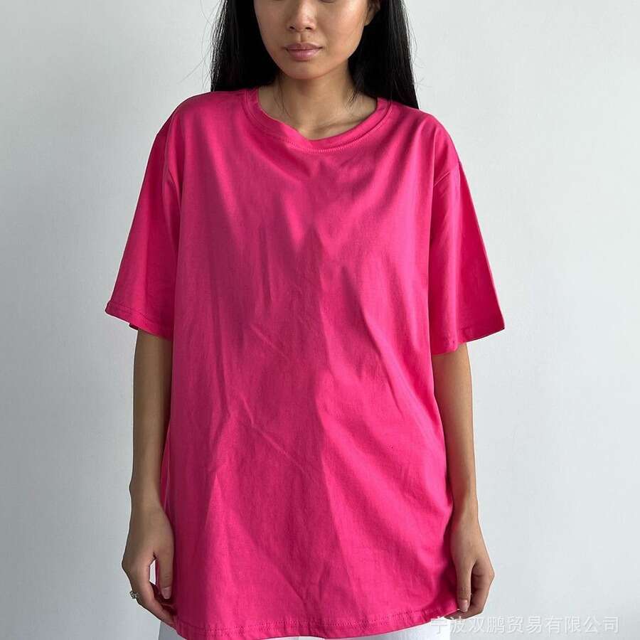 Spring/Summer New Solid Color Loose Fit Women's Short Sleeve Cotton T-Shirt Versatile Simple Top B5