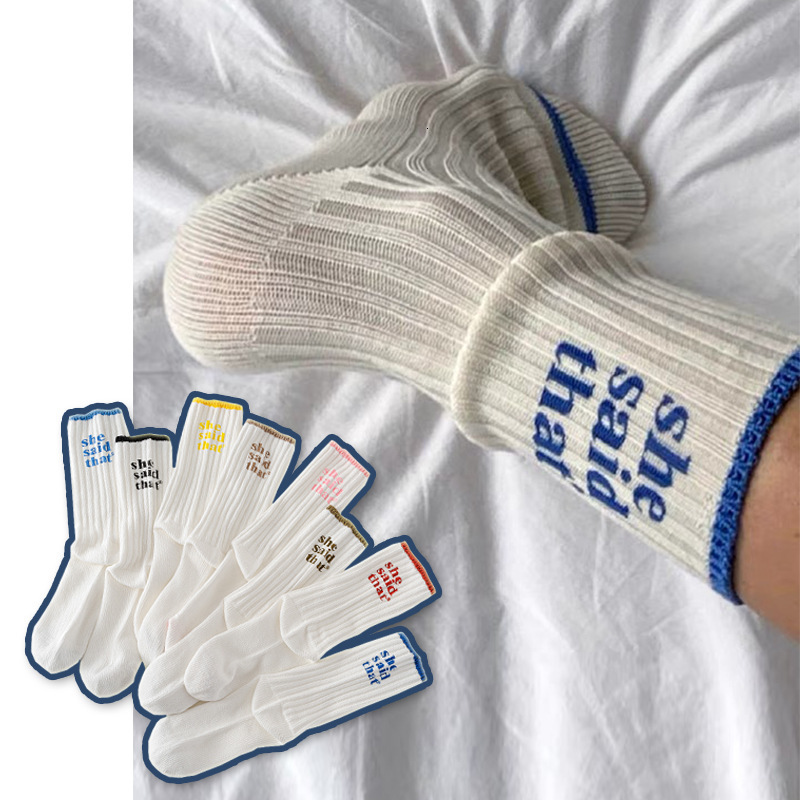 Printed Mid-Length Ins Style Thick Thread Pile Socks Letter Trendy Brand Fashion Long Tube Socks Couple Socks 240614