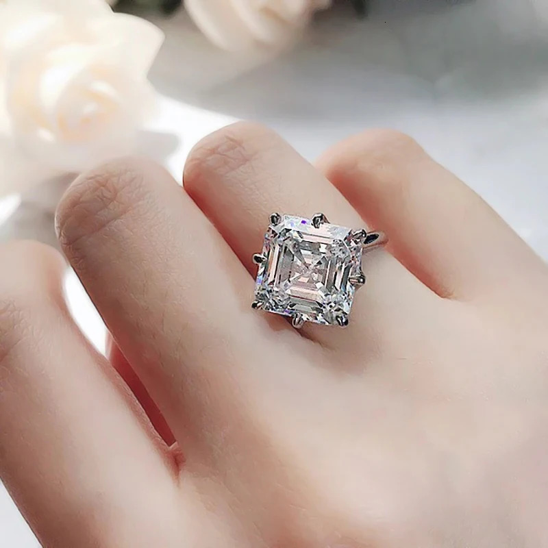 Huitan Big Princess Square Cubic Zirconia Crystal Rings for Women Trendy Wedding Accessories Fashion Contracted Jewelry 250716