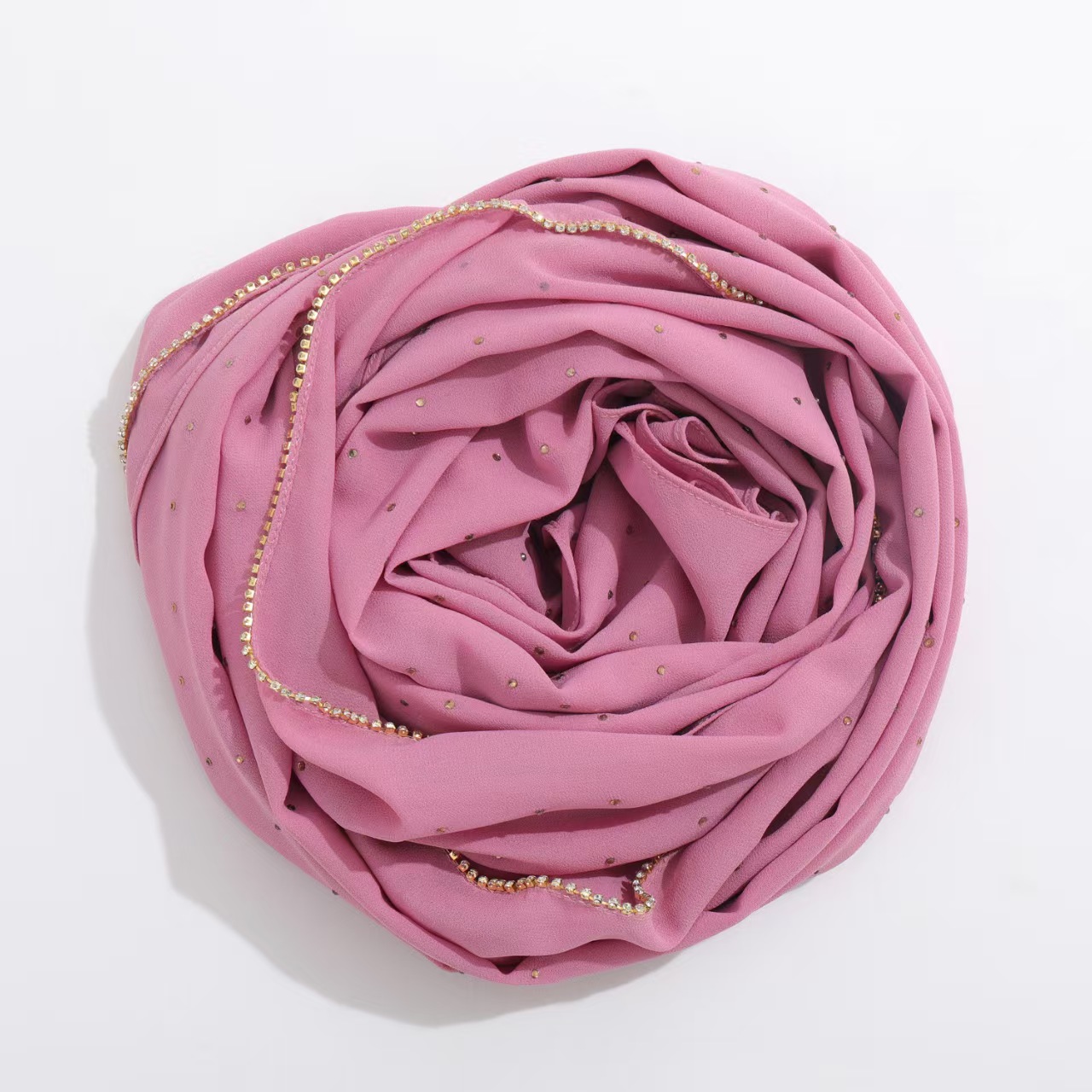 T1232 Pearl Chiffon Hot Diamond Chain Scarf Long Shawl Muslim Women's Silk Scarf National Headscarf