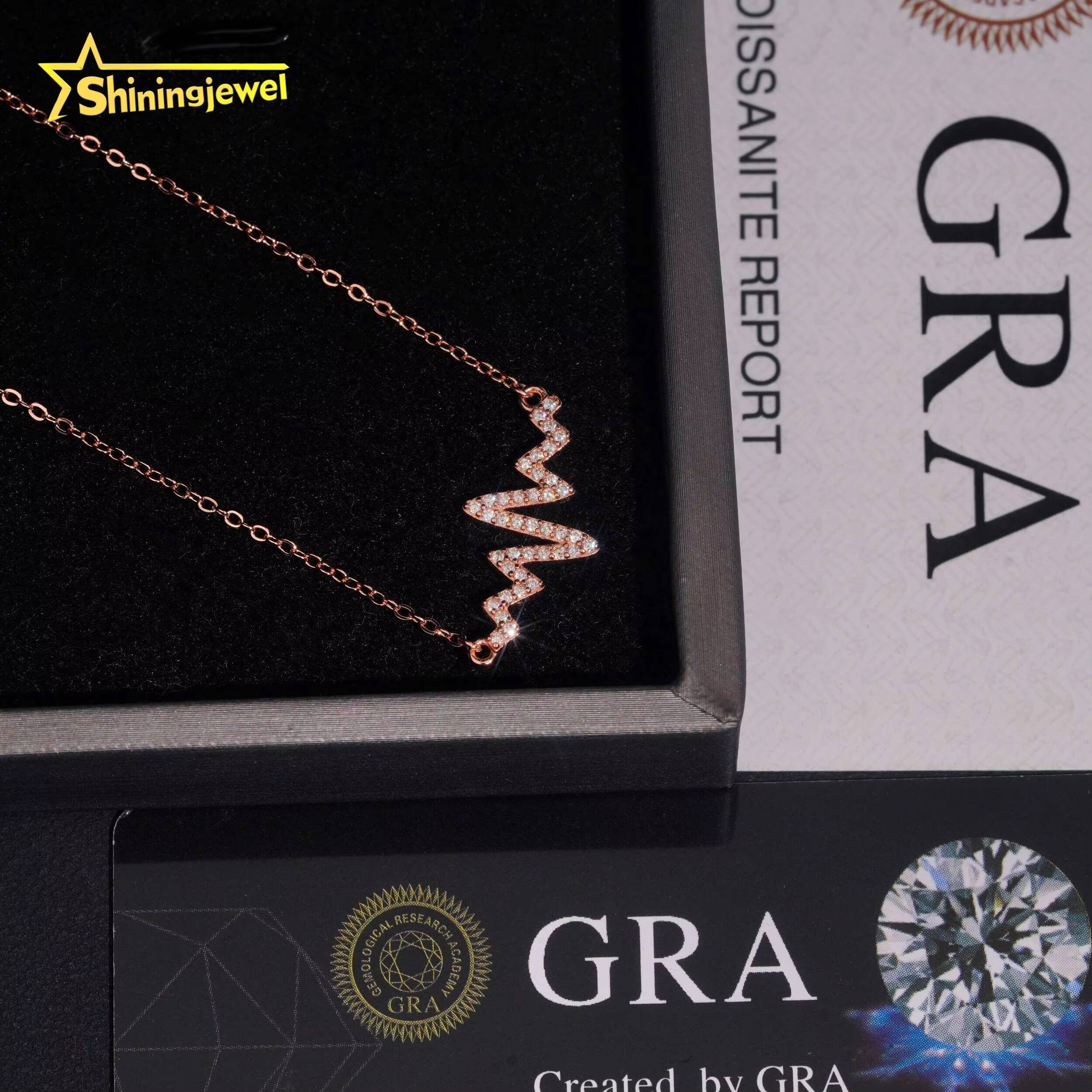 GRA Certificate Moissanite Charms Necklace Iced Out New Fashion Lady Daily 925 Sterling Silver Moissanite Womens Jewelry