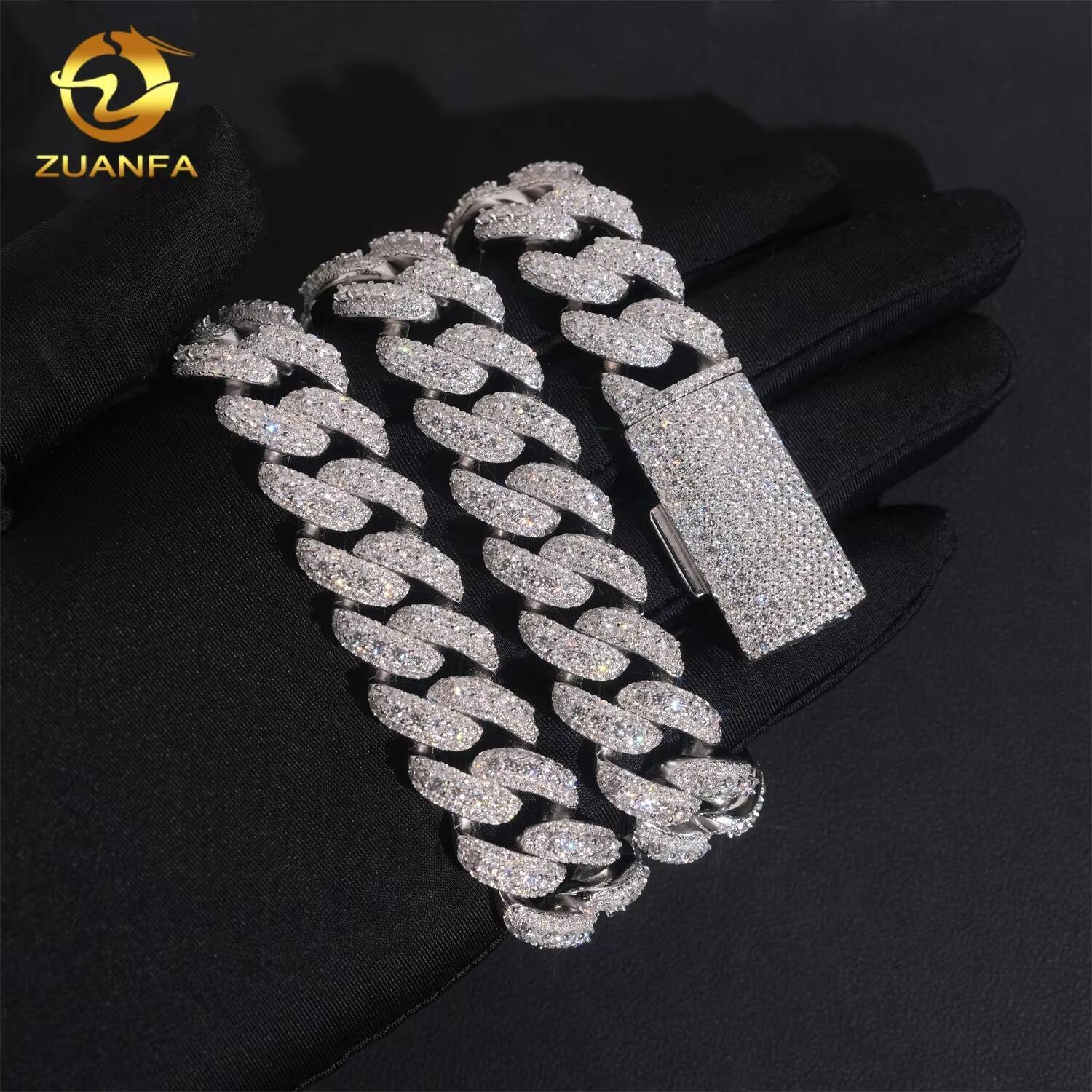 Fine Jewelry High Quality 925 Silver Hip Hop Mens Iced Out Luxury 16mm Moissanite Cuban Link Chain