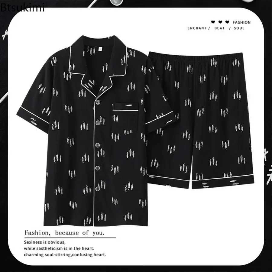 2025 New Mens Summer Casual Sleepwear Pajama Sets Cotton Short Sleeved Night Clothing Pajamas Suit Male Loose Home-wear Sets W250717
