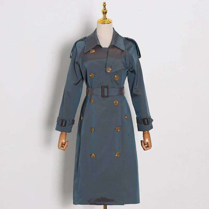 VGH Vintage Patchwork Belts Trench For Women Lapel Long Sleeve High Waist Spliced Buttons Streetwear Windbreakers Female Fashion