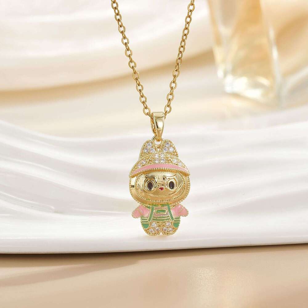 Cartoon Cute Labubu Pendant Fashion Versatile Necklace For Women Exquisite Collarbone Chain Best Friend Small Gift 4Eb