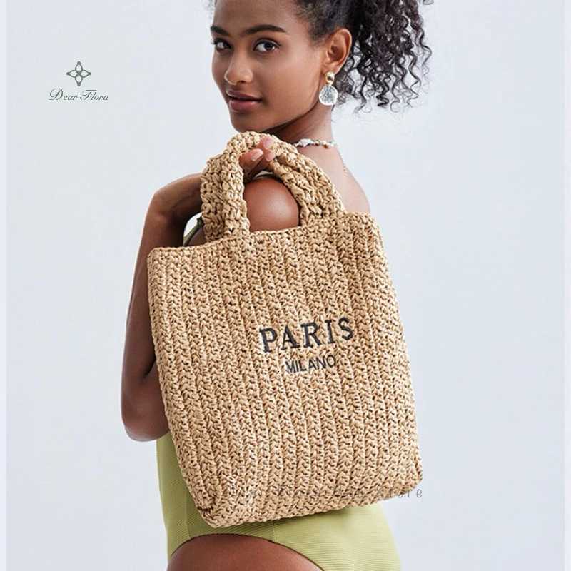 Women Vacation Fashion Summer Beach Straw Knitting Shoulder Bag Hollow Out Handwoven Handbag Portable Large Capacity Casual Tote Z250717