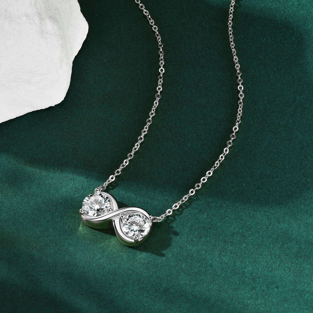 Niche High-End Infinity Symbol Necklace S Pure Sier Ins Style Moissanite Eternal Pendant 4Bf