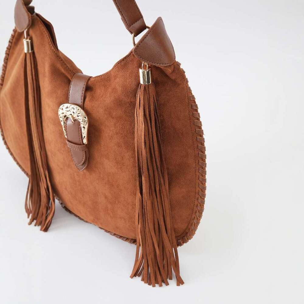 Free shipping designer bags Autumn and Winter New Woven Suede Underarm Tassel Single Shoulder Bag Millennium Style Handbag