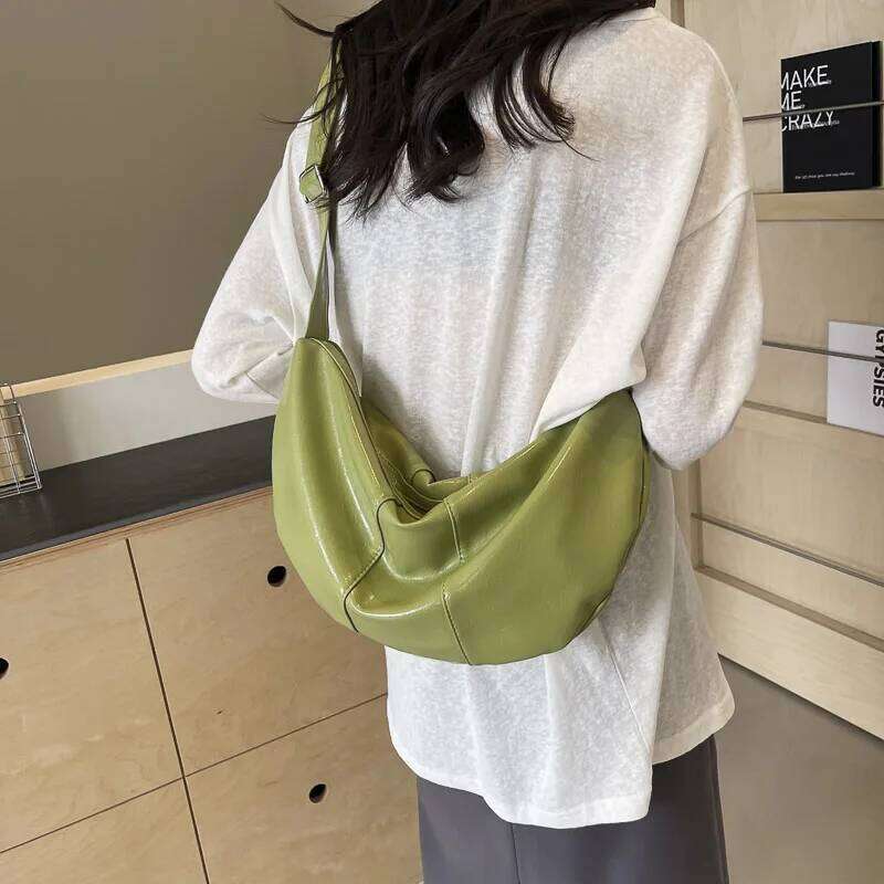 Women Crescent Shoulder PU Leather Dumpling Crossbody Large Capacity Half Moon Everyday Purse Ladies Daily Bag