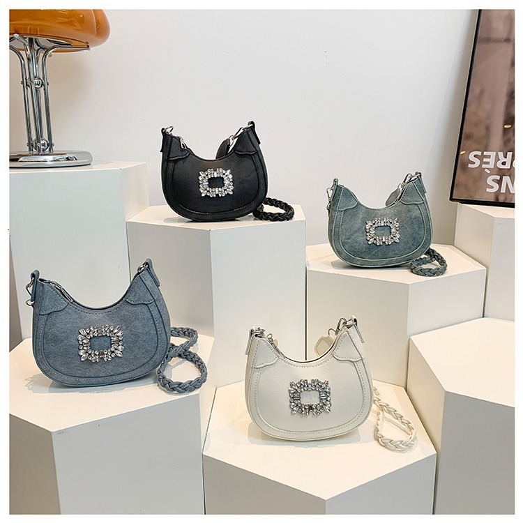 Free Shipping 2025 Summer New Designer Bag Retro Bag For Women New High-end Rhinestone Lock Buckle Saddle Bag Light Luxury Premium And High-quality Sh