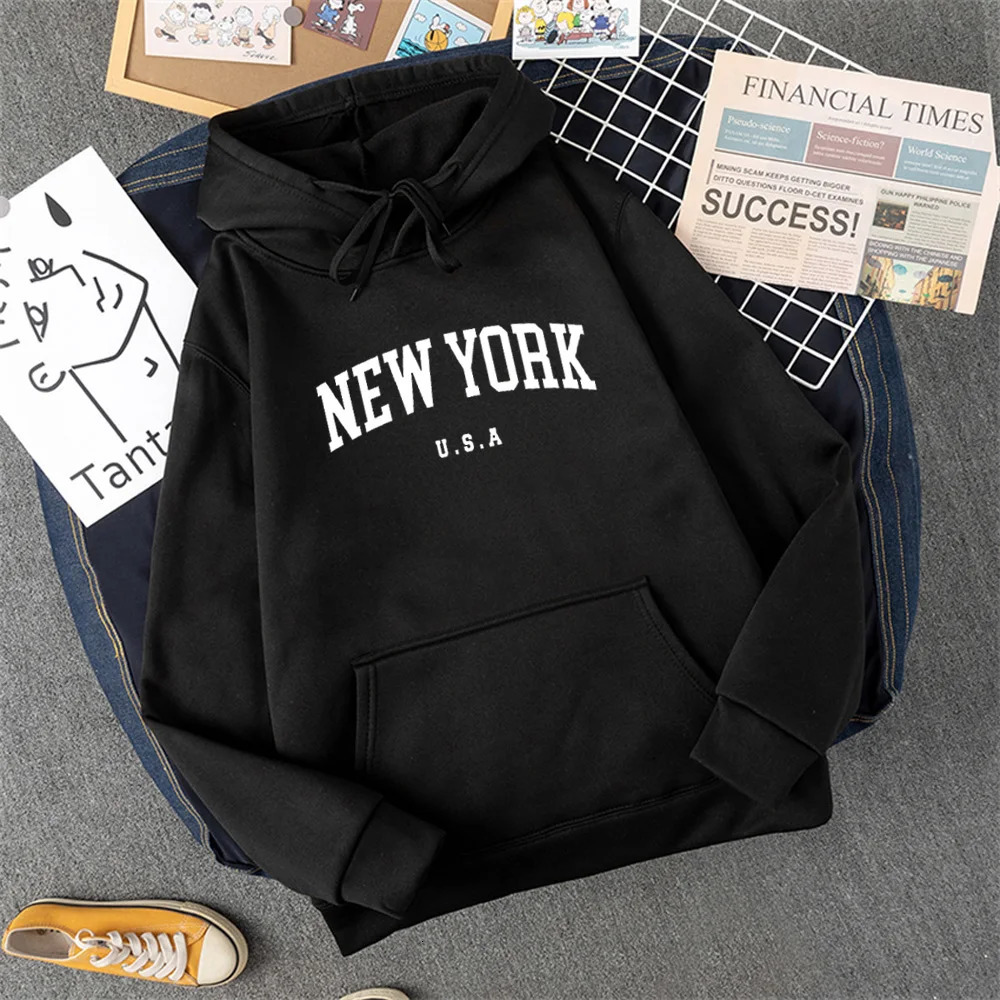 Men Women York USA City Hoodies Fashion Letter Printed Graphic Sweatshirts Loose Casual Harajuku Hooded Pullover Sportwear 250707