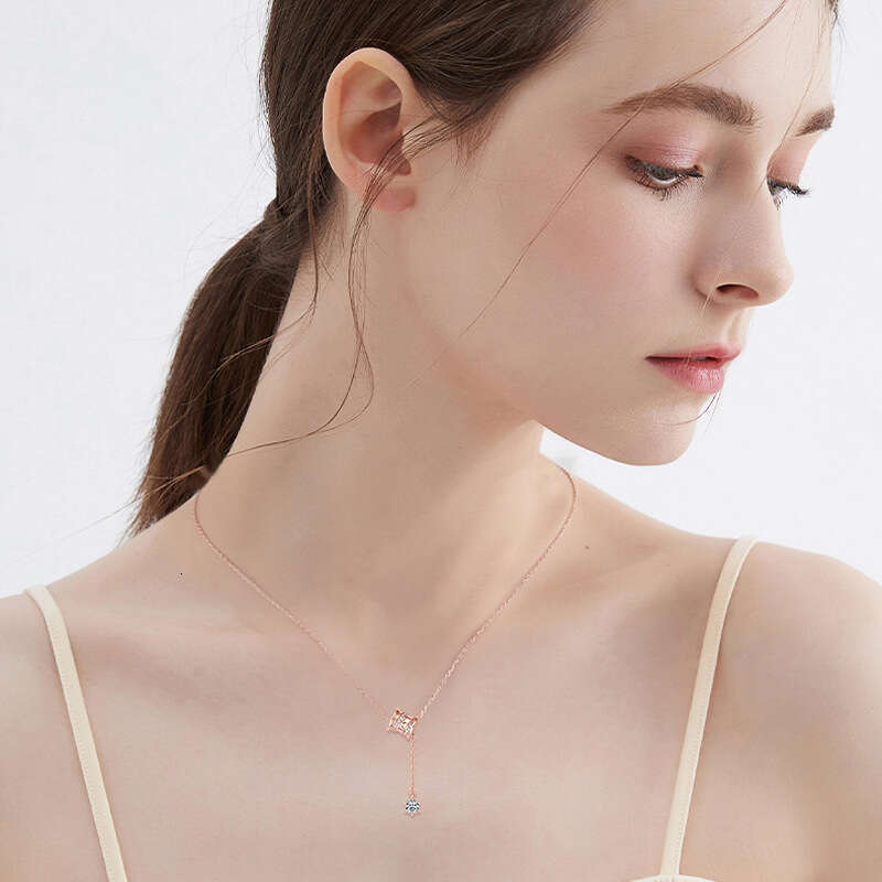 Qixi Valentine's Day Gift For Girlfriend Light Rose Gold Small Waist Clavicle Chain Niche High-End Pure Sier Necklace F3c