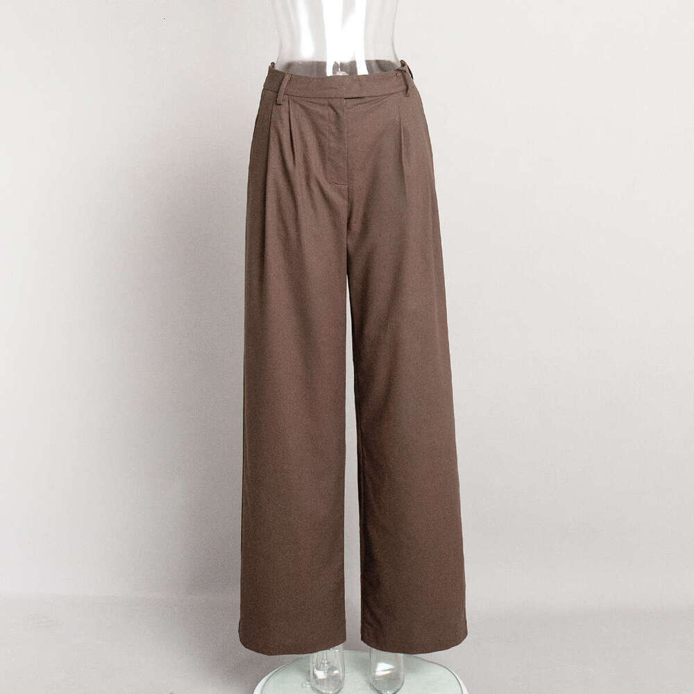 Summer New Women's Elegant Commuter Straight Casual Floor-Length Cotton Linen Pants B5