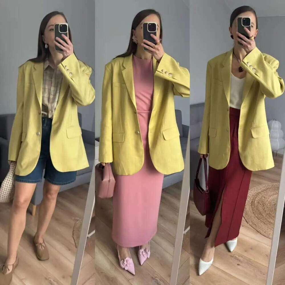 Designer Clothing 2025 Spring / Summer New Women Fashion Linen Jacket Basic Blazer Fashion
