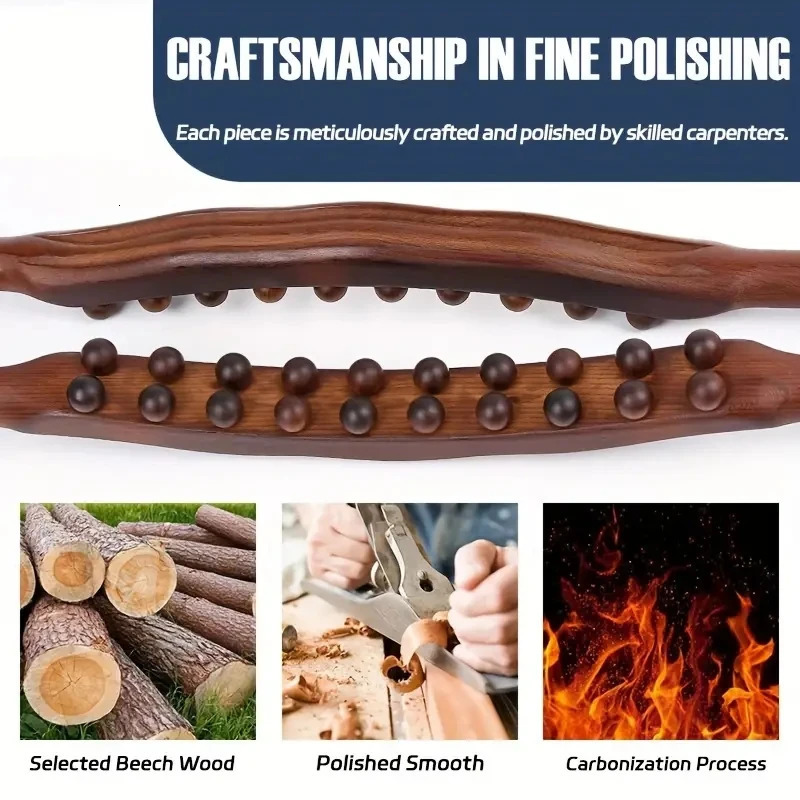 1pc Double Row Of 20 Beads Massage Stick Carbonization Massage Stick One Universal Stomach Rubbing Abdomen Profession 250716