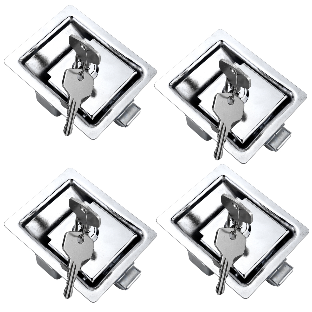 2 PCS Flush Mount Paddle Handle Stainless Steel Locking Door Latch RV Paddle Entry Interior Handle Knob Deadbolt Toolboxes and Compartment Silver